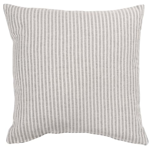 Image of Linen Loft Woven Ticking Stripe Cushion Cover in Dove Grey. Nautical Stripes, Modern Design. 17x17 Square Cover Only