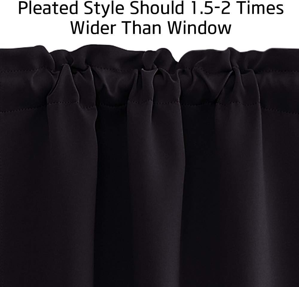 NICETOWN Blackout Valances for Kitchen Windows/Living Room/Bathroom Privacy Protection Rod Pocket Decoration Camper RV Curtains for Small Window Halloween Decor, 42" W x 18" L, Black, 1 Pair