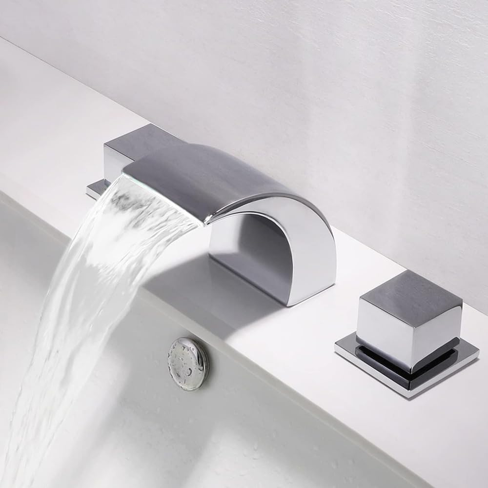 Robinet de lavabo de salle de bain à deux poignées cascade noir