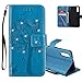 Produktbild COTDINFOR Huawei P20 Hülle für Mädchen Elegant Retro Premium PU Lederhülle Handy Tasche mit Magnet Standfunktion Schutz Etui für Huawei P20 Blue Wishing Tree with Diamond KT.