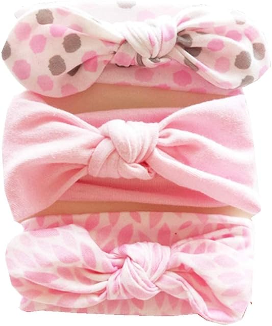 Baby Girl Cotton Bow Knot Headband for Toddler Pack of 3