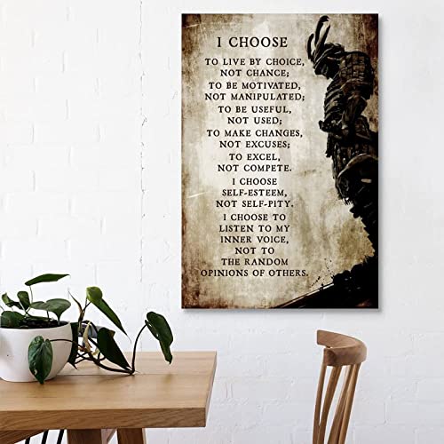 Japanese Samurai Poster I Choose To Live By Choice Motivational Wall Art Decorative Painting Canvas Prints (Unframe, 16X24 Inch) #TOP7