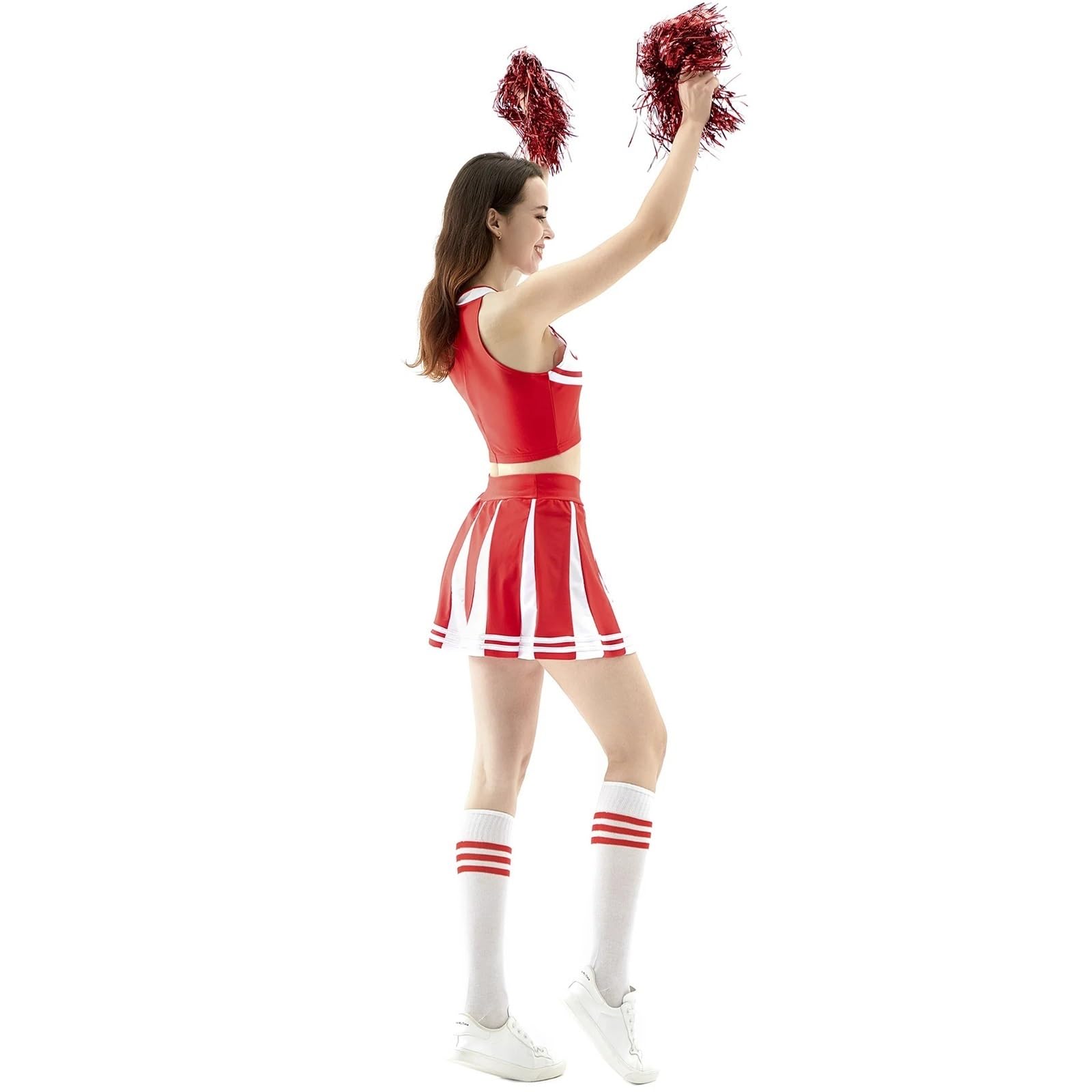 Cheerleading Kostüm Faltenrock Cheerleading Kostüm Performance Kostüm Uniform Für Bühnenauftritte(Red,L)