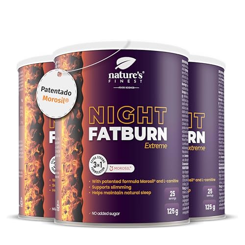 Nature's Finest Night Fatburn Extreme - 2in1 Quemagrasa Potente Noturna para Adelgazar Efectivo y para Dormir Bien - Con Morosil, L-Carnitina y Valeriana
