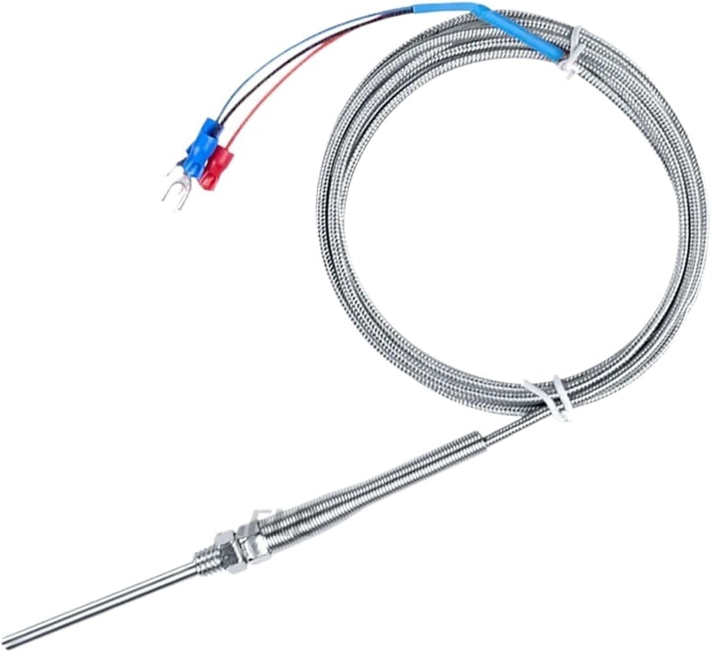 2M Stainless Steel PT100 Temperature Sensor Probe Thermal Thermocouple Tester Detector M8 Thread 1Pcs(200MM Probe)