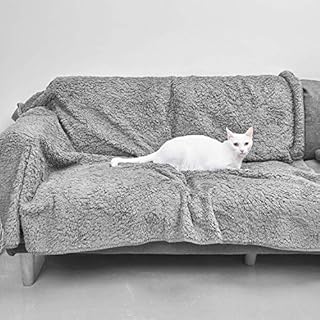 Topblan Waterproof Fluffy Fleece Dog Blanket Soft and Warm Pet Throw for Dogs & Cats, Double-Sided Premium and Plush Reversible Multi-Purpose Lightweight Pet Blanket 50" x 60" Grey