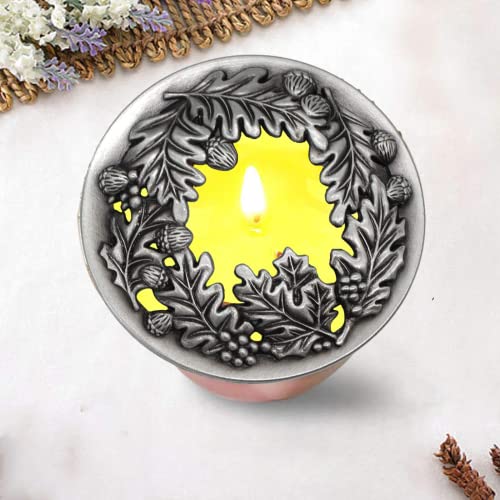 Hion Candle Toppers Scented Candles Cover, Leaf Pine Candle Topper Shade Sleeves For Candle Jars,Candles Gifts For Women Candle Accessories Jar Candle Lid-Help Jar Candles Melt Evenly Fruit Silver #TOP1