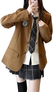 [COSSA] コスプレ 制服 ブレザー jk 女子高校生 スカート 卒服 レディース スクール 高校生制服 学生服 入学式 卒業式 学園祭 文化祭 パーティー (キャメル, S)