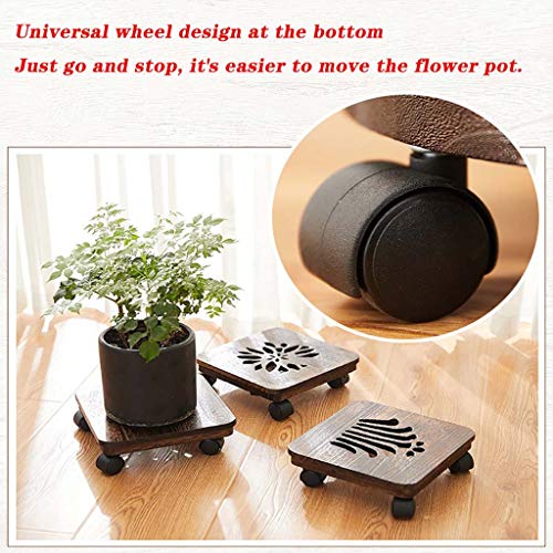 Support de plantes en bois mobile pour déplacer facilement les pots lourds - 7