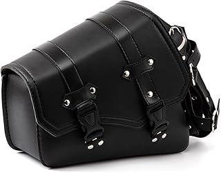 APEBAZY Motorcycle Saddle Bags - Vintage Black PU Leather Swing Bag Side Pockets Triangular Luggage Tool Storage Bag with ...