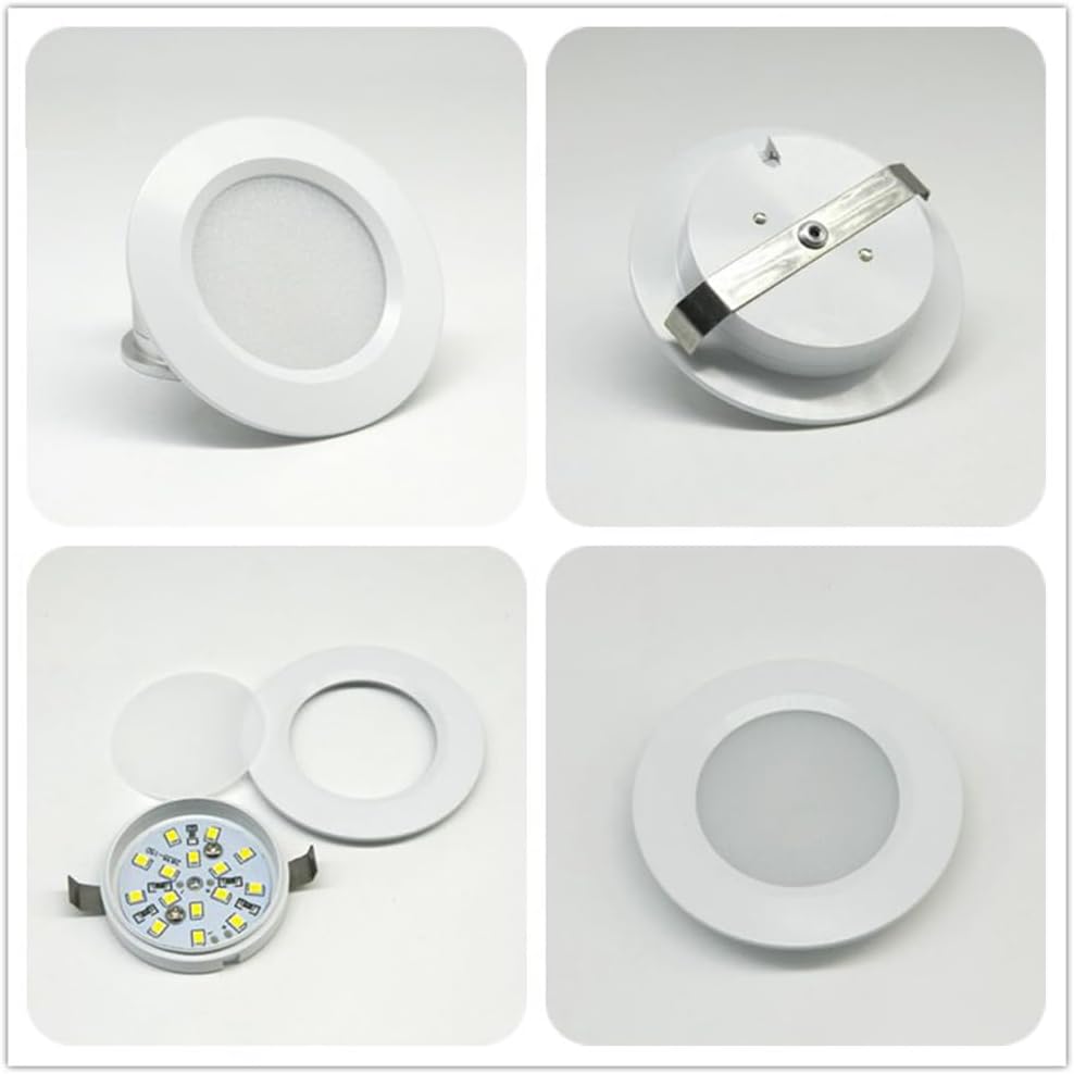 12 Volt LED Lights for RV Boat Trailer Camper - Daylight 6000K 300 Lumens 3W, Low Voltage Mini Recessed Light Dimmable, White - Pack of 6