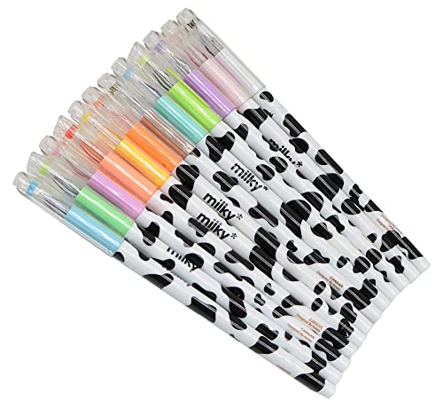 Pack 12 bolígrafos gel diseño vaca colores variados miniatura 1