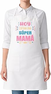 Delantal Día de la Madre para mamá – Original y divertido con bolsillo | Talla única 65×90 cm y 115 g | Diseños con frases...