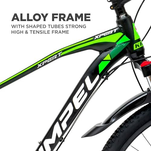 Image of KROSS Xpert 27.5T Unisex Matt Black Multispeed (Shimano 24-Speed) MTB | Alloy Frame with Dual Disc Brakes and Front Suspension Fork | Ideal for 15+ Years (Green)
