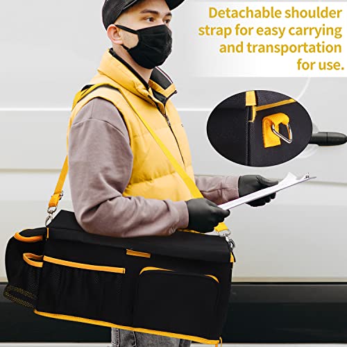 Tefgter Universal Truck Bench Seat Console Vehicle Center Console Organizer With Cup Holder Tray, Van Storage Console Driving Necessities Organizer Side Pockets And Tissue Holder #TOP4
