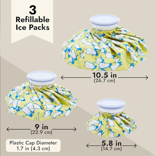 Juvale JSLIT 3 Pack Refillable Ice Packs For Pain Relief, Injuries, Headaches, Sprains, Reusable Penguin Print Bags thumb #3