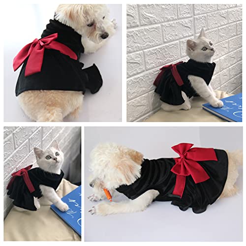 Dog Dress With Bowknot, Fashional All Weather Puppy Clothes Wedding Holiday Princess Pet Dresses For Small Dogs Cats Girl (Large, Black) #TOP5