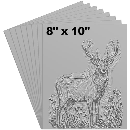 Yeaqee 8 Pcs 8 x 10 Inch Linoleum Blocks for Printmaking, Gray