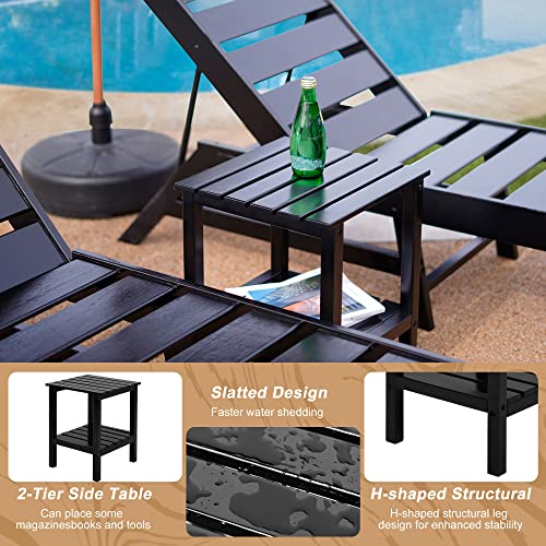 Intoboo Outdoor Side Table,Rectangular End Table, Adirondack Small Side Tables, Patio Tables For Outside Pool Porch Deck Garden Backyard -Black #TOP1
