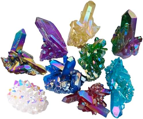 3PCS Crystal Cluster Rainbow Crystal Clusters Random Angel Aura Q...