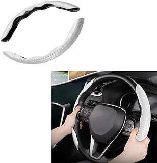 Steering Wheel Cover Anti-Slip Safe Carbon Fiber Steering Wheel Protector Universal Fit for All Cars (Light Grey) - KaberTrade