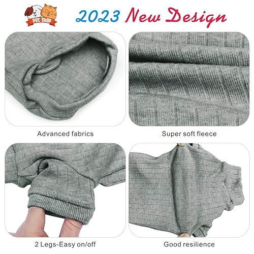 Idepet Sphynx Hairless Cats Sweater Shirt Kitten Soft Puppy Clothes Pullover Cute Cat Pajamas Jumpsuit Cotton Apparel Pet Winter Turtleneck for Cats and Teacup Chihuahua Small Dogs(Green,L)
