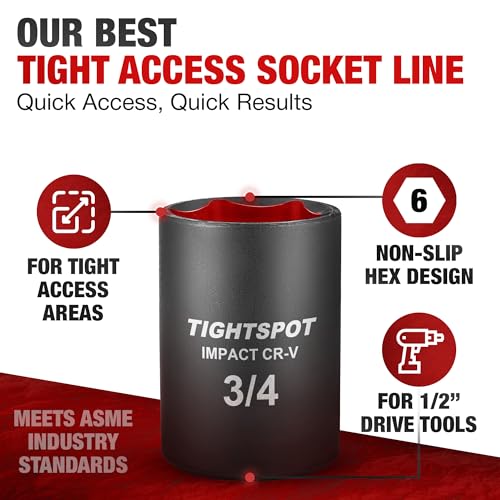 Image of TIGHTSPOT 1 /2 inch Dr 3 /4 Inch Shallow Socket, Anti-Round 6-Pt, CRV Steel