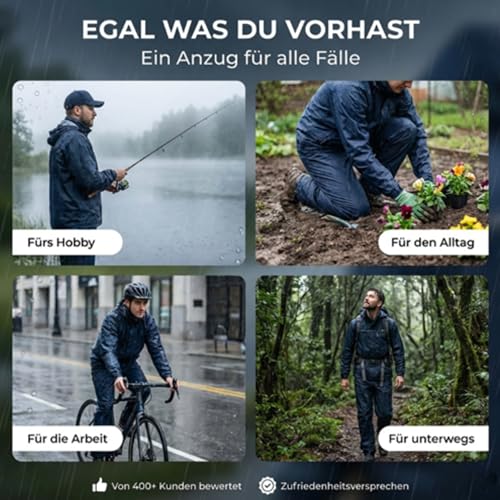 NEO TOOLS Herren Regenset, Regenmantel mit Kapuze und Regenhose Gr. M-XXXL verklebte Nähte, Reißverschlüsse und Taschen vor Wasser geschützt, Ventilationsöffnungen, 170g/m2 Blau oder 310g/m2 Grün