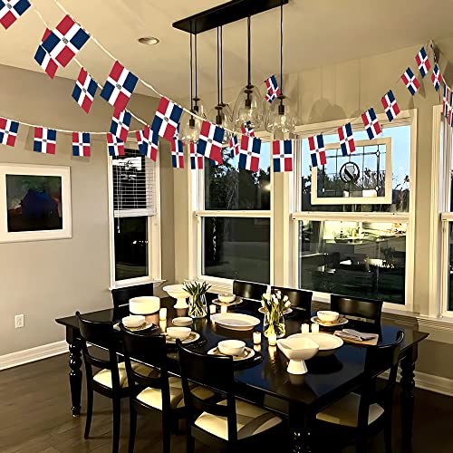 Image of Anley Dominican Republic String Flag Pennant Flags, Patriotic Events 27th of February Independence Day Decoration Sports Bars - 33 Feet 38 Flags
