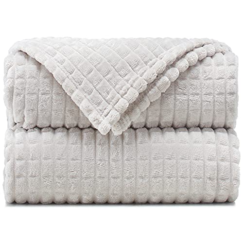 Throw Blankets – 50”X60”, Silver Gray - Waffle Blanket - Lightweight Flannel Fleece - Soft, Cozy - Perfect For Bed, Sofa, Couch #TOP27