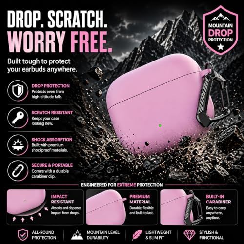 Image of Anvique Silicone Case Cover for Oneplus Nord Buds 4 Pro, Scratch Resistance, Shock Absorption, with Premium Carabiner (Pink T)