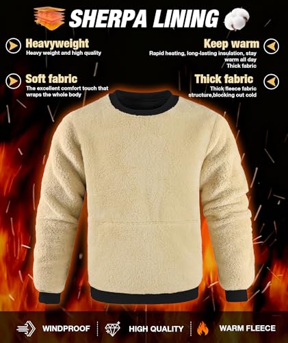 ZITY Mens Sherpa Lined Sweatshirts Heavyweight Winter Shirts for Men Fleece Lined Winter Pullover Tops Black - image 4