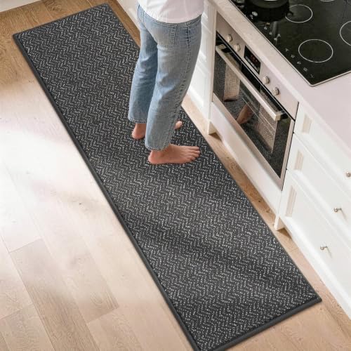 COSY HOMEER Kitchen Rugs Non-Slip Washable Kitchen Floor Mats 17"x71" Grey