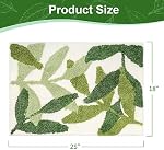QIUKUN Bathroom Rug Mat Leaves Plush Microfiber Strong Water Absorbent Green Bath Rug with Non Slip Back Small Bath Mat Cute Indoor Shower Mat Doormat for Bathroom