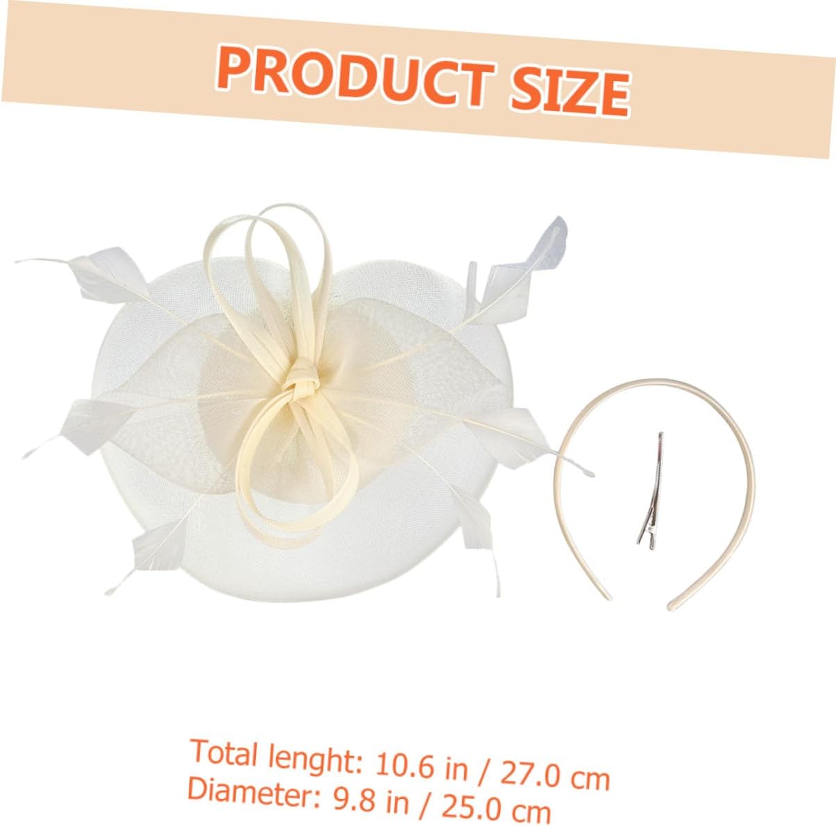 MAGICLULU Xmas Tea Party Headband Fascinator for Women Beige Gauze Mesh image 2