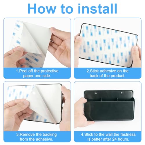 Fiotha 3 Slot Wandhalterung Fernbedienung, 2 Stück Fernbedienung Halterung TV Controller Halter, Fernbedienungs Wandhalterung Halter, Für Büros, Arbeitszimmern, Schlafzimmern, Wohnzimmern (Schwarz)