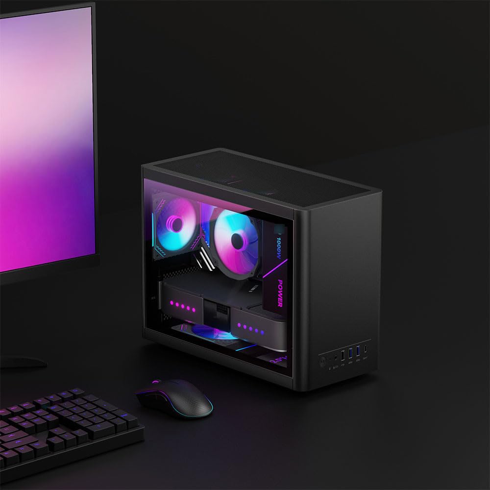 Amazon.co.jp: マイクロATXケース 2x90mm RGBファンがプリインストール