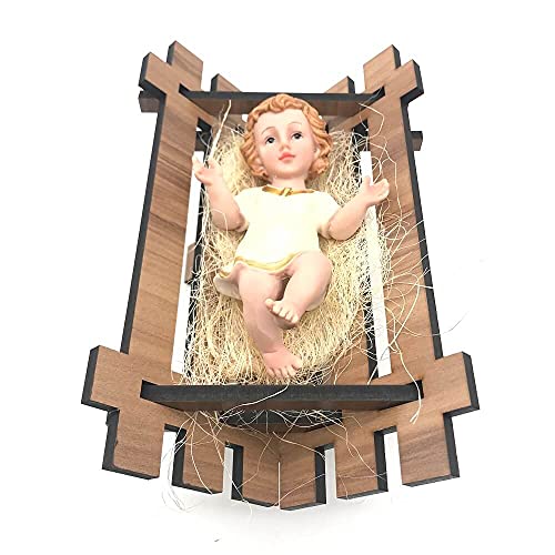 Manjedoura Com Palha Para Imagem Do Menino Jesus De Até 15 Cm