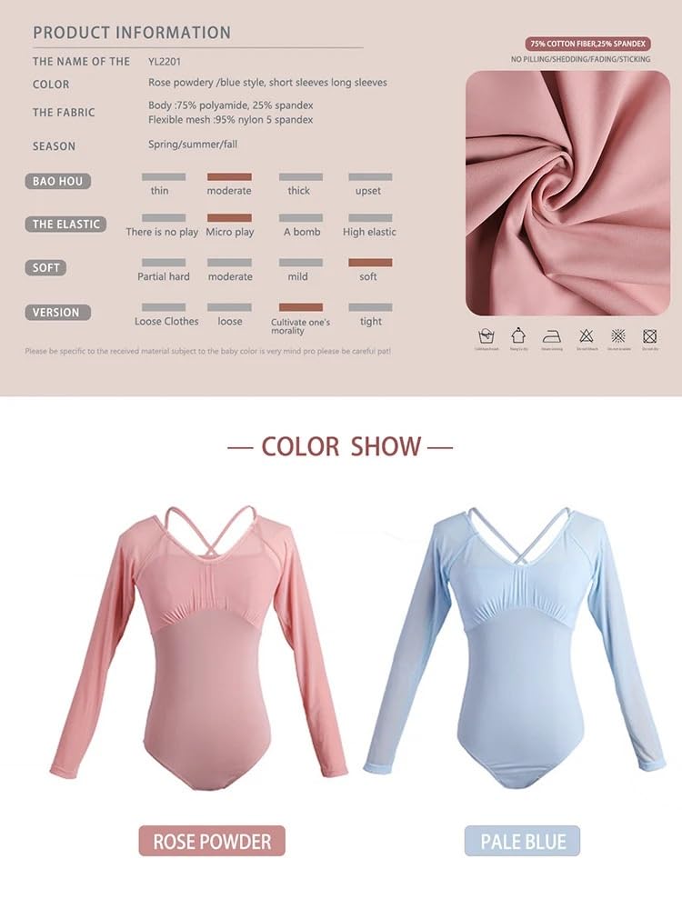 Top da Danza Abbigliamento Body da Ballo in Rete Nera da Donna, Body da Balletto con Maniche, Body da Allenamento for Balletto for Adulti, Costume da Ballo, Body da Ginnastica