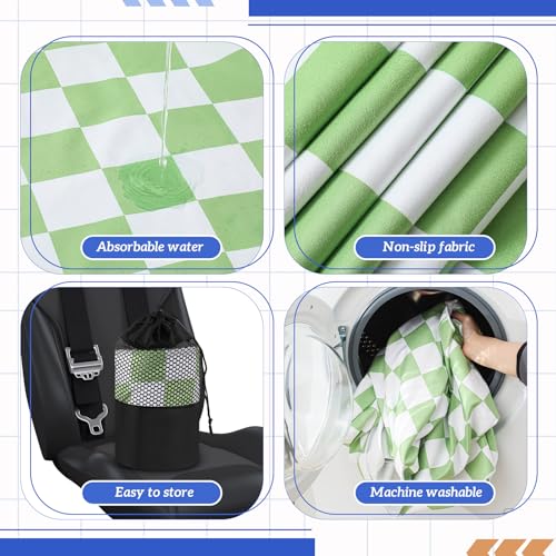 Image of 2 Pack Car Seat Towel Cover with Storage Bag, Green and White Plaid