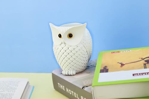 Miniatura 4 de HDMbigmi Portalápices de búho para maquillaje, organizador de escritorio de resina para oficina, escuela y hogar (blanco)