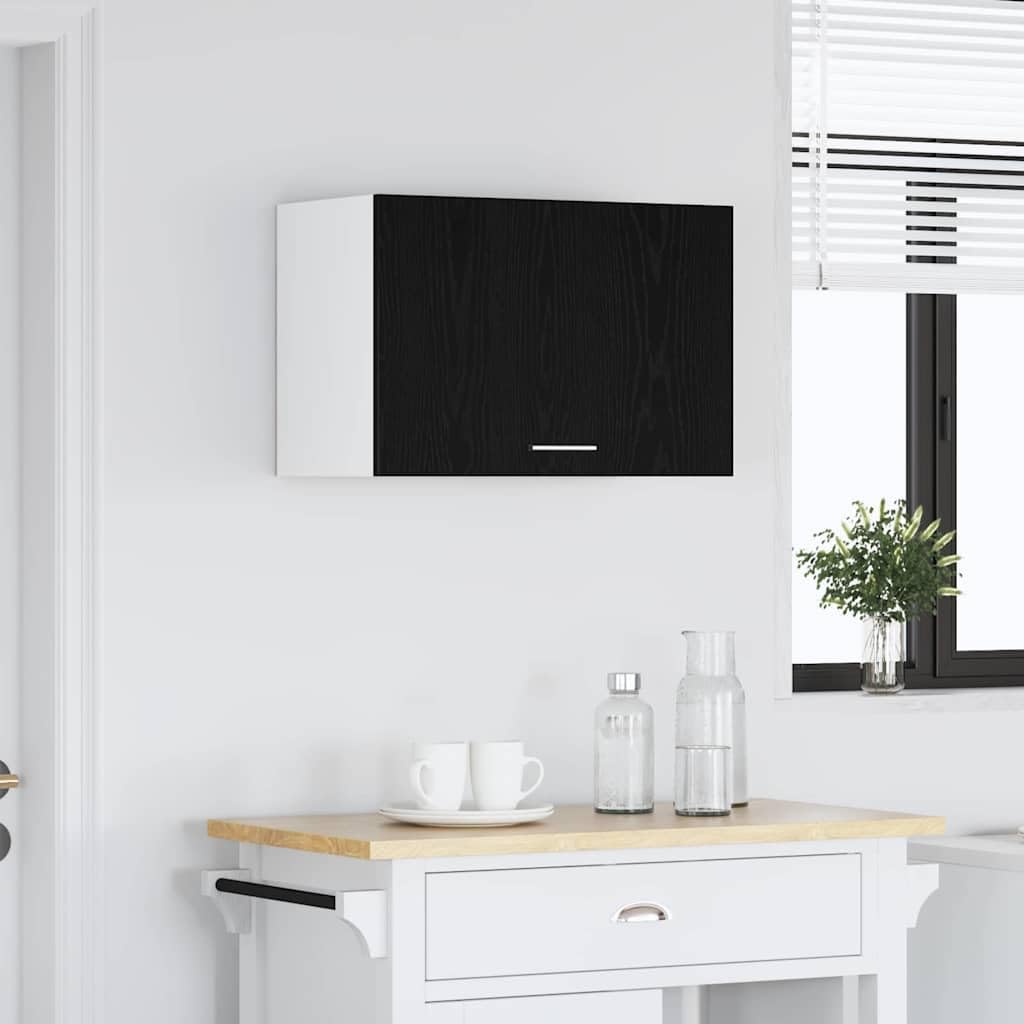 Hothingwell Wandschrank, Eiche, Schwarz, 60 x 31 x 40 cm, Holz | Geräumige Küchenaufbewahrung, modernes Design, einfache Pflege mit feuchtem Tuch, Wandmontage
