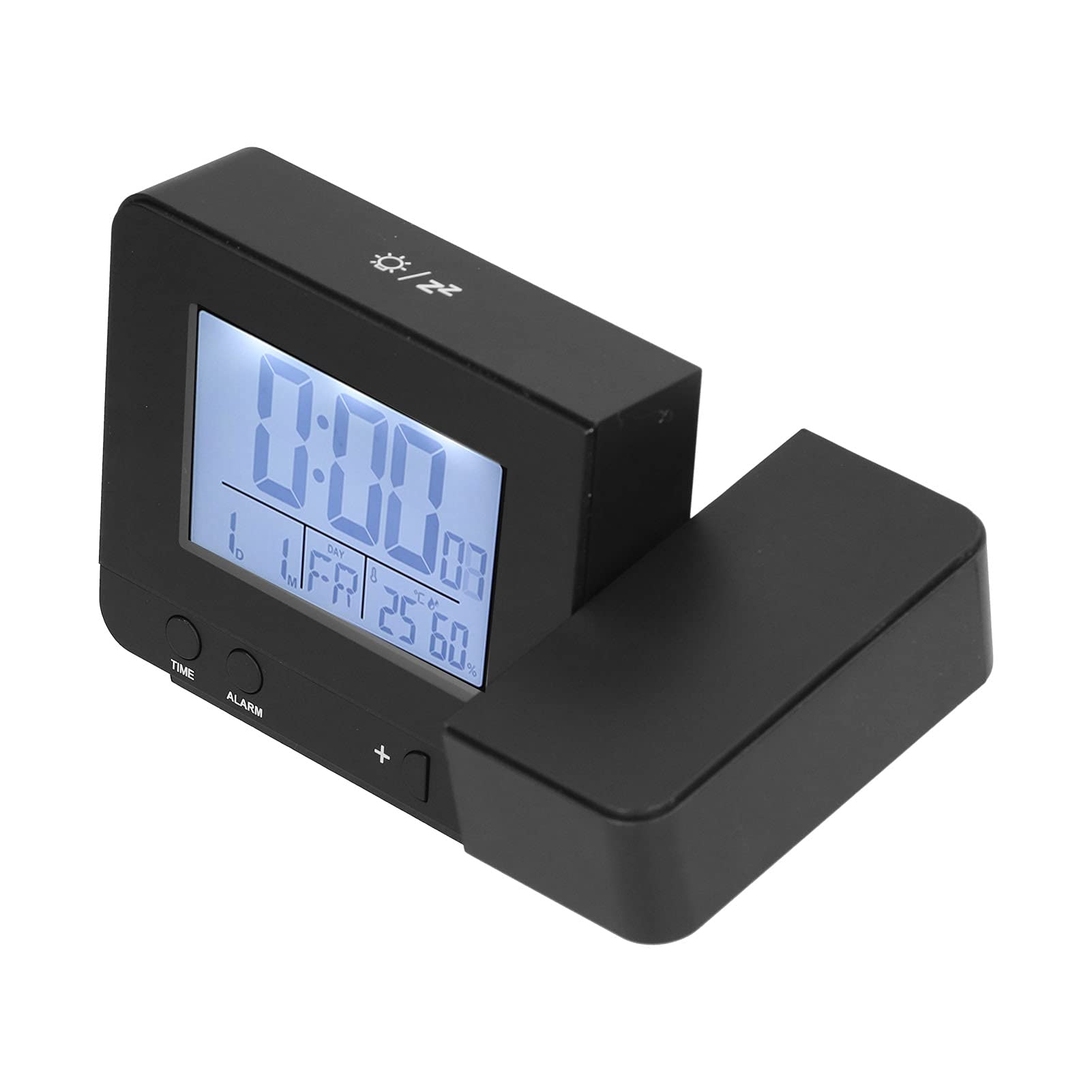 Reloj Despertador de Proyección con Rotación de 180° con Pantalla LED y Termómetro para Uso Doméstico Reloj Digital Compacto (Negra)