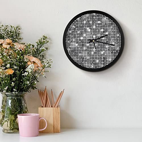 Pendule murale silencieuse argentée avec paillettes design moderne
