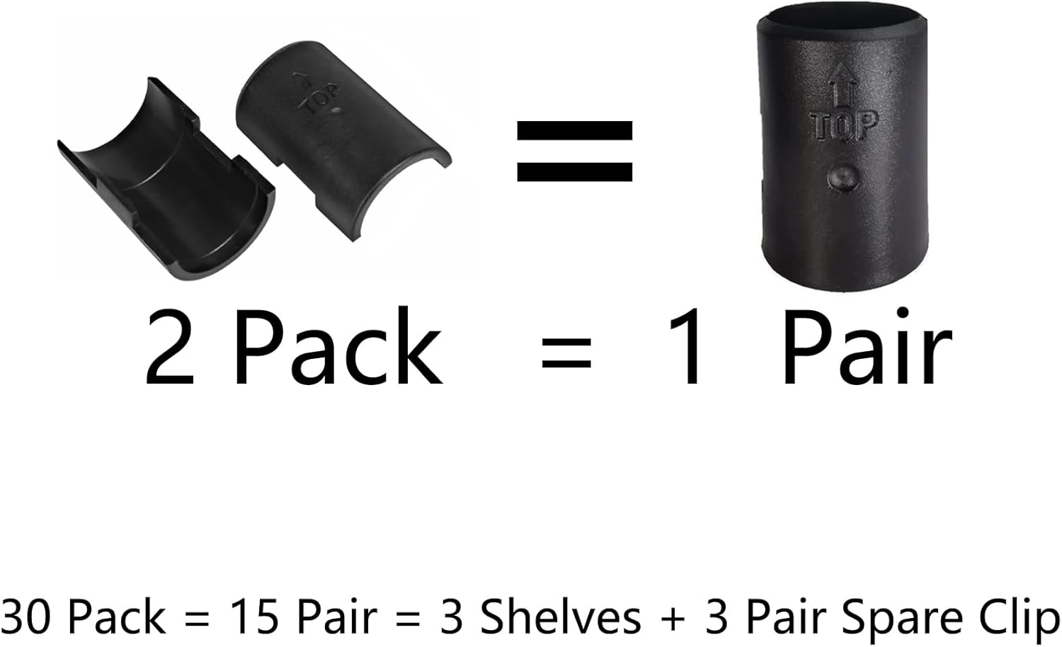 30 Pack Wire Shelf Clips Shelving Sleeves - 15 Pairs Shelf Lock Clips for 1" Post- Shelving Sleeves Replacements for Wire Shelving System - Image 2