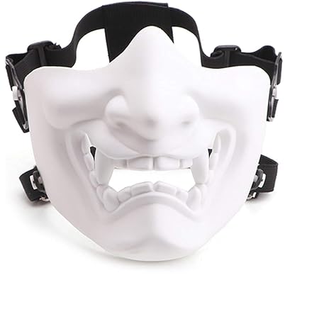 Fansport Airsoft Mask Protective Fashion Half Face Mask Outdoor Game Mask Tactical Prajna Half Face Hannya Oni Motorcycle Evil Demon Knight for Halloween Cosplay