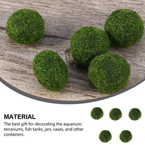 Happyyami 5Pcs Artificial Moss Rocks Marimo Moss Balls Green Moss Balls Decorative Aquarium Stones Ornament For Vase Filler Fairy Garden #TOP4