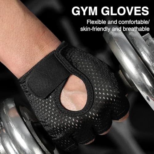 Asheyya Gym Gloves Women, Workout Gloves Men for Weightlifting Cycling Strength Training Fitness (Black) - Image 4