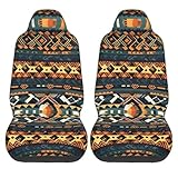 CNTDBU Lot de 2 housses de siège de voiture à texture ethnique tribale africaine pour sièges avant, protection de siège universelle extensible pour voiture, SUV, camion, camionnette