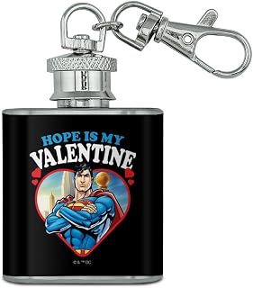 GRAPHICS & MORE Superman Hope is my Valentine Stainless Steel 1oz Mini Flask Key Chain